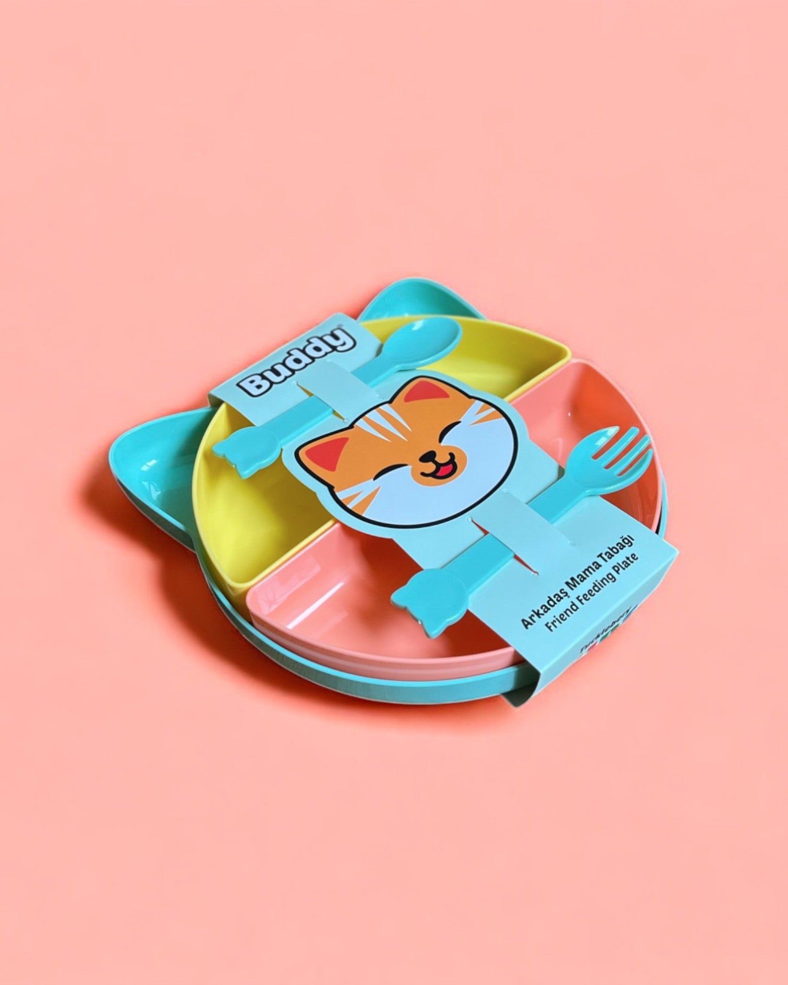 Buddy Mama Tabağı, Bebekler Ve Çocuklar İçin 7 Parça Kedi Tepsili Tabak Seti - Tropik